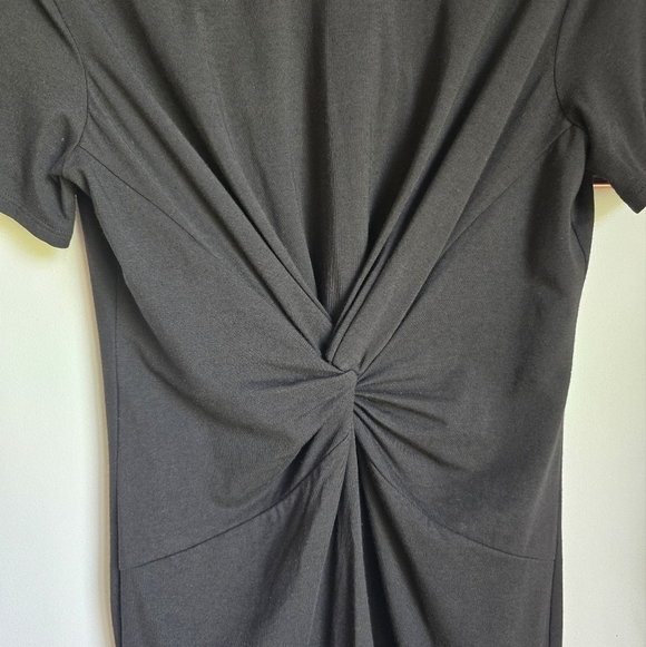 Theory Black Twist Knotted T-Shirt Knit Mini Stretch Dress Womens Size Medium - Picture 8 of 11